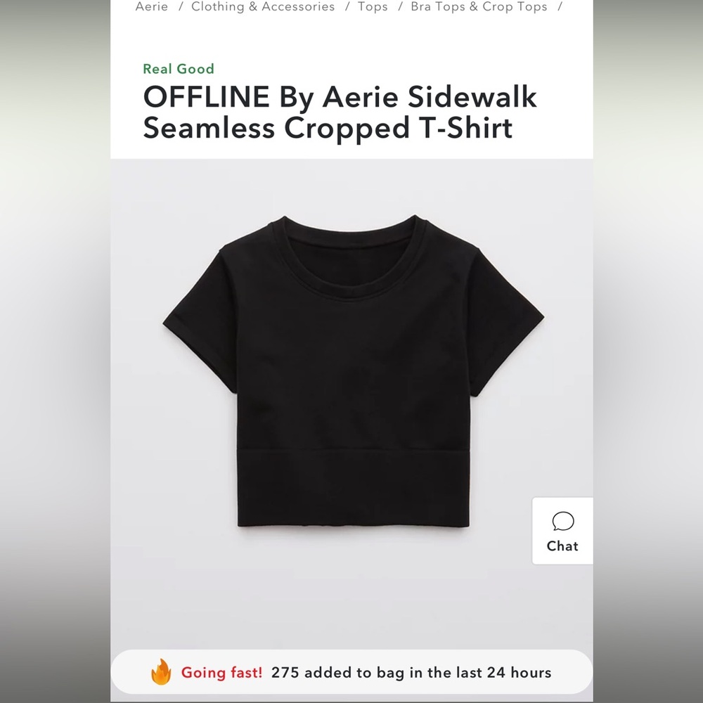 Aerie Black Sidewalk Seamless Cropped T-Shirt